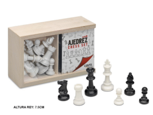 FICHAS AJEDREZ PVC NO.4 EN CAJA MADERA EC093 19X12X7 CM
