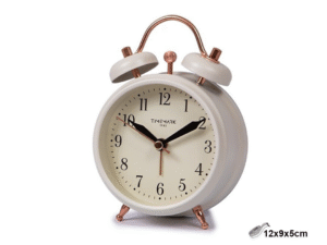 DESPERTADOR CAMPANA VINTAGE BCO/COBRE PÑO REDONDO. CD:43012