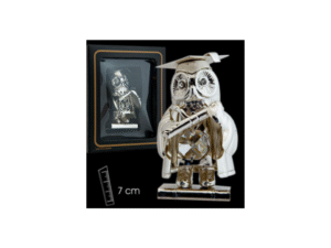 BUHO PLATEADO CON BIRRETE 7 CM COD: 0002321