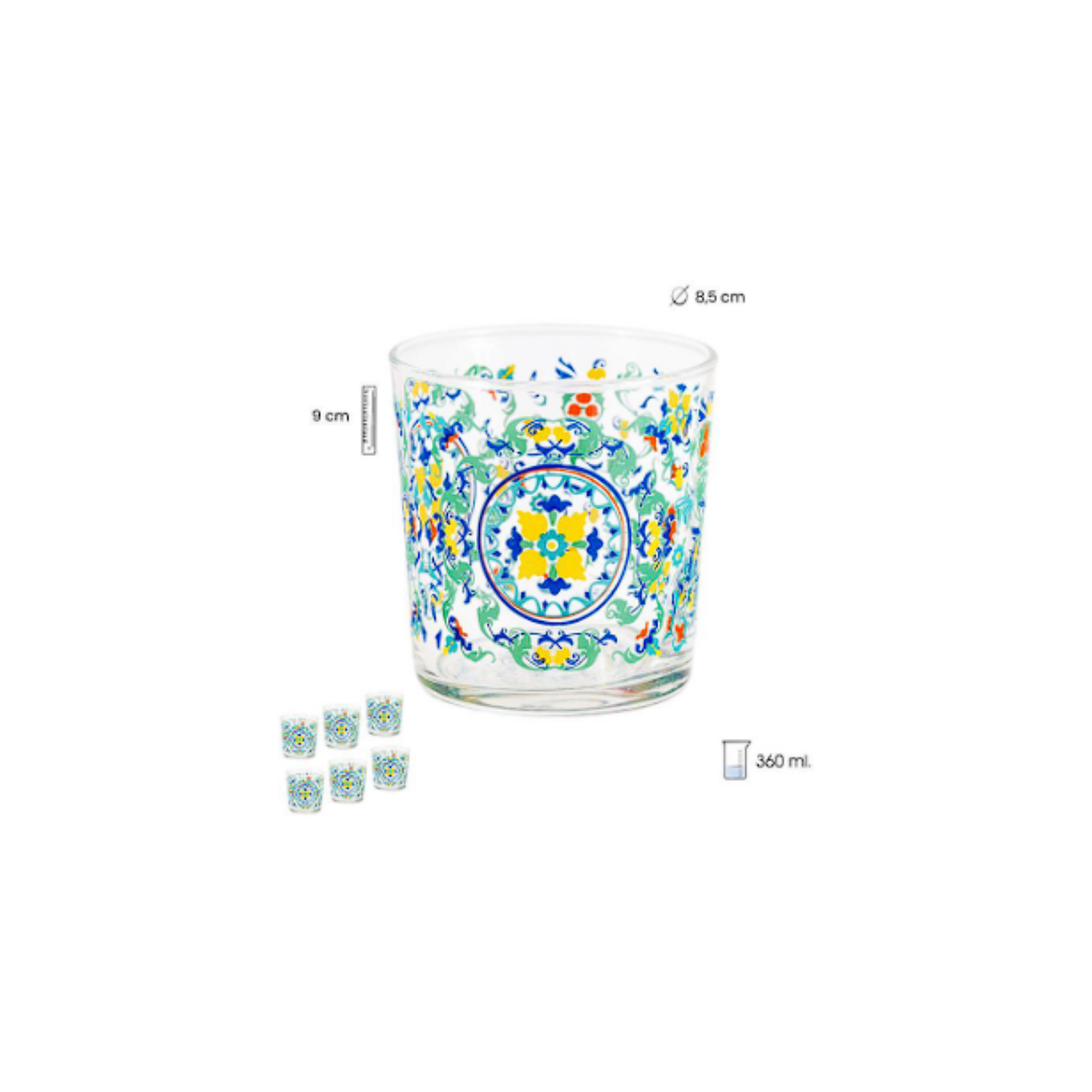 SET 6 VASOS PEQUEÑOS DISEÑO NATURA COD: 0002512