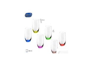 SET 6 VASOS 350 ML BASE COLOR SURTIDO COD: 0012343