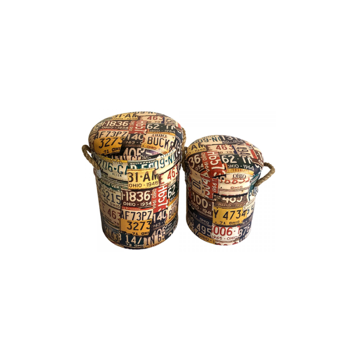 SET DE 2 TABURETES DE ALMACENAJE DISEÑO DE CARTELES COD: 27565