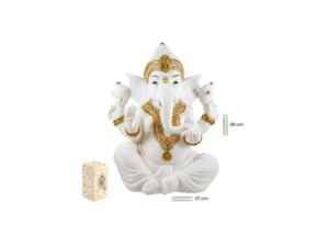 GANESHA SENTADA 36 CM BLANCO/ORO COD: 0023217