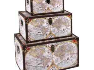 SET DE 3 BAULES DE ALMACENAJE DISEÑO DE MUNDO.  COD: 29390