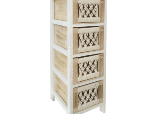 CAJONERO 4 CAJONES DE MADERA BLANCO.  COD: 33823