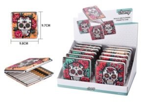 DISPLAY-12 PITILLERAS SKULL & FLOWERS 20 PITILLOS COD: 31421