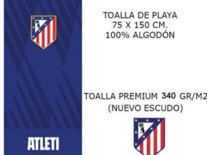 TOALLA DE PLAYA MODELO FUTBOL ATLETICO MADRID ATLETI NAVI. EN ALGODÓN. MULTICOLOR. TAMAÑO 75x150. COD: 5286333-AZN