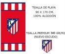 TOALLA DE PLAYA MODELO FUTBOL ATLETICO MADRID ESCUDO. EN ALGODÓN. COLOR ROJO-BLANCO. TAMAÑO 90x170 COD: 5258186-AZN