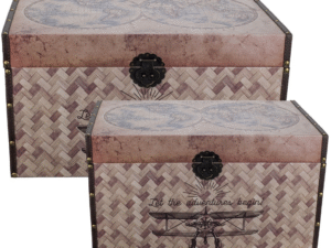 SET DE 2 BAÚLES DE ALMACENAJE DISEÑO DE CARTELES. COD: 27808