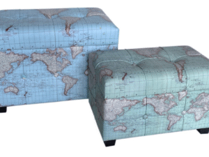 SET DE 2 BAÚLES DE ALMACENAJE DISEÑO DE MUNDO AZUL. COD: 24854