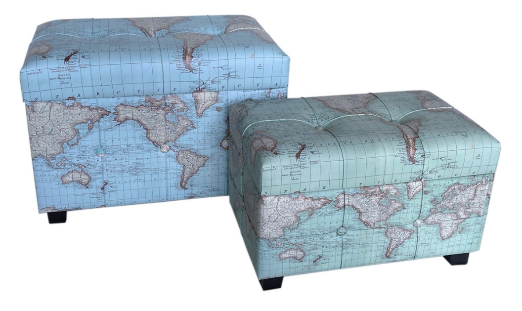 SET DE 2 BAÚLES DE ALMACENAJE DISEÑO DE MUNDO AZUL. COD: 24854