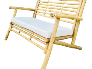 SOFÁ DE DOS PLAZAS COLOR BLANCO Y MARCO DE BAMBÚ. COD: 36079