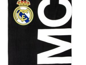 TOALLA DE PLAYA MODELO FUTBOL REAL MADRID ESCUDO. EN MICROFIBRA. COLOR NEGRO. TAMAÑO 90x180. COD: 422200010607-CRD