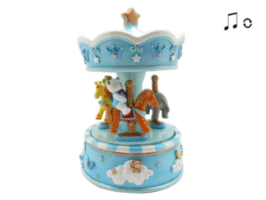 CARRUSEL MUSICAL PÑO. ANIMALES AZUL 12X12X17CM PMK COD 42700