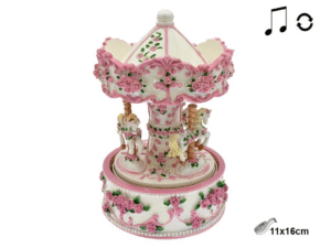 CARRUSEL MUSICAL PÑO. BLANCO C/FLORES ROSAS 11X16C CD42927