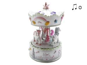 CARRUSEL MUSICAL PÑO. BLANCO C/FLORES ROSAS 11X16C COD 41926