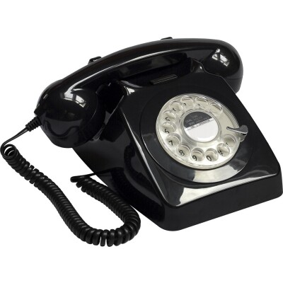 TELEFONO VINTAGE 70's GIRATORIO NEGRO 21 x 16 x 14 CM COD: 40105