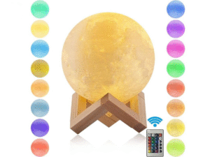 LÁMPARA LUNA LUZ MULTI NOCTURNA C/BASE MADERA Y MA COD:42341