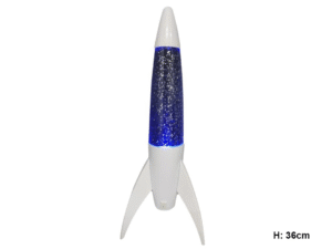 LÁMPARA METÁLICA PURPURINA COHETE BCA/AZUL LED IT9 COD:42920