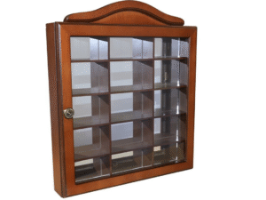 PACK 2 VITRINAS-15 NOGAL C/PUERTA Y ESPEJO 36X7X42. COD:40813