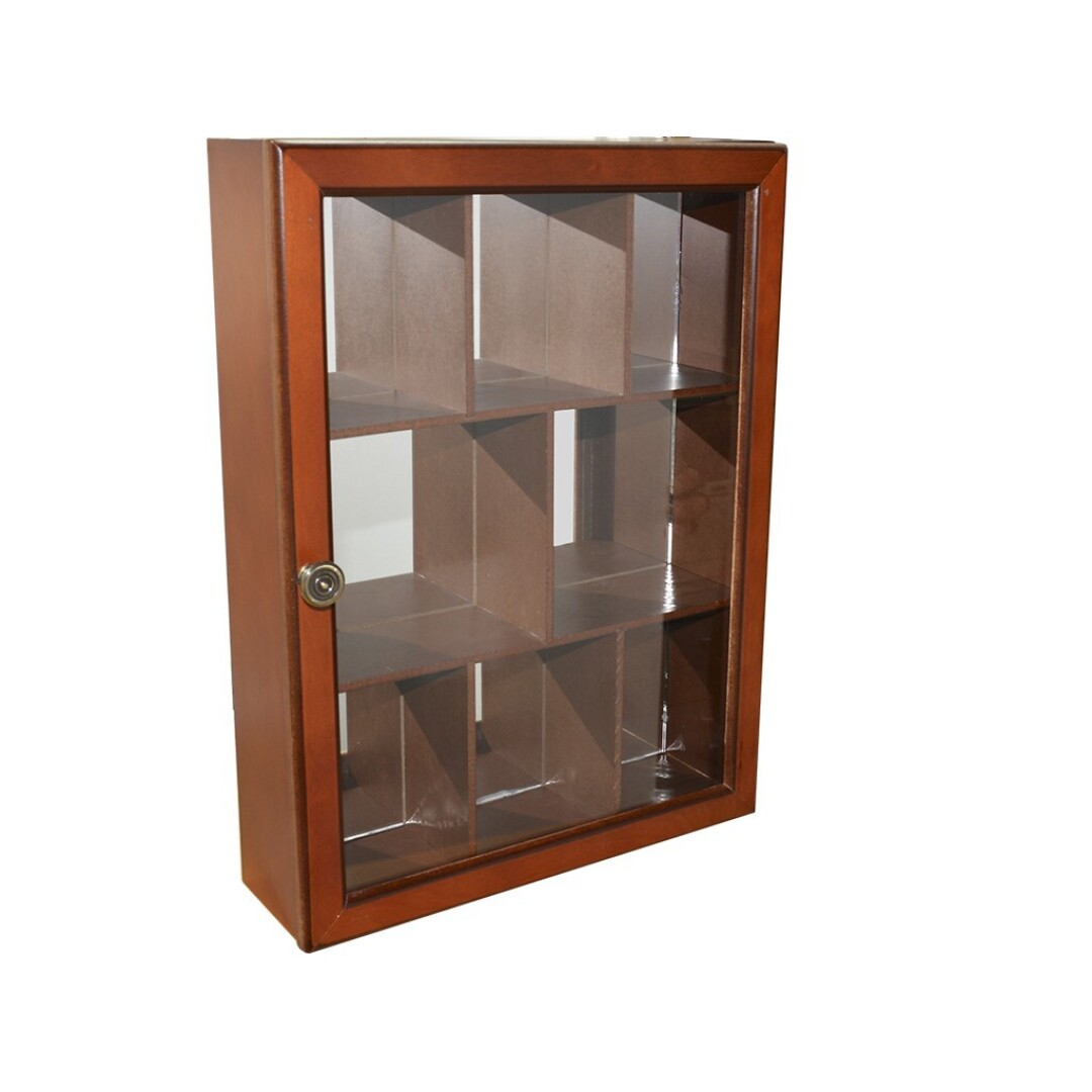 PACK 2 VITRINAS-8 NOGAL C/PUERTA Y ESPEJO 30x9x40C. COD:41154