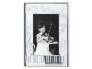 PORTA FOTOS MUSICA PLATA ESPEJO 15X20 J019. COD: 41548