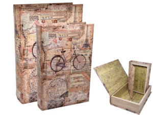 PSET 2 CAJAS LIBRO BICICLETAS EN PARIS VINTAGE 30X2.  COD: 41659