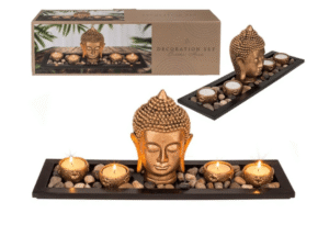 SET BUDA BANDEJA+VELAS+PIEDRAS DECORATIVAS OB437.  COD: 42643