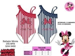 BIQUINI NIÑA A RALLAS DISNEY MINNIE LAZO. COD: 39GB5244014-NEW