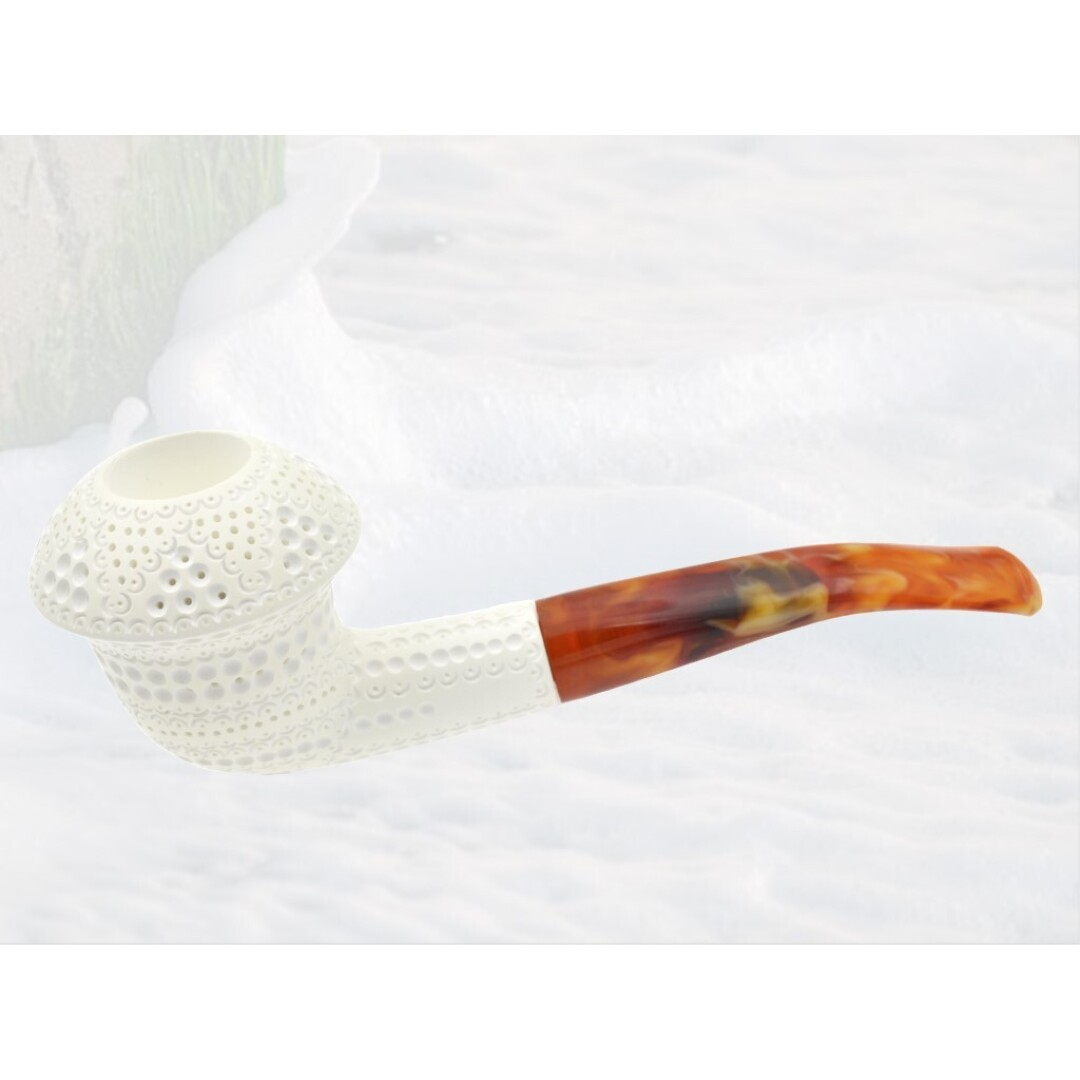 PIPA ESPUMA MAR CALABASH SEMI CURVA TALLADA. MOD: 21165