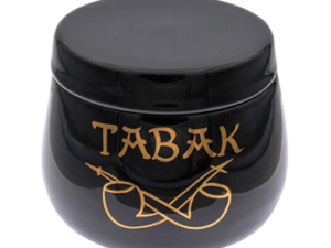 BOTE TABACO CERAMICA NEGRO REDONDO
