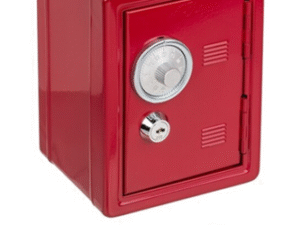 HUCHA CAJA FUERTE ROJA COMBINACION Y LLAVE OB211. CD: 42220