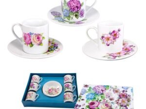 SET 6 TAZAS PEQUEÑAS CON DISEÑOS DE FLORES COD: 0016454