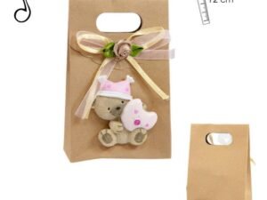 BOLSA CON MUSICA OSO ROSA. COD: 0004178