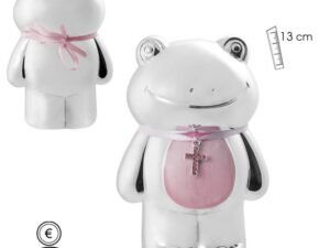 HUCHA RANA ROSA CON CRUZ. COD: 0004095