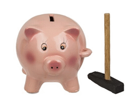 HUCHA CERAMICA CERDITO ROSA C/MARTILLO OB021 12X11. CD: 42228