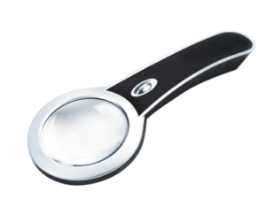 LUPA MANO LECTURA LEDS-2 AUM. 4X CROMADA/NEGRA ET1. CD: 42765