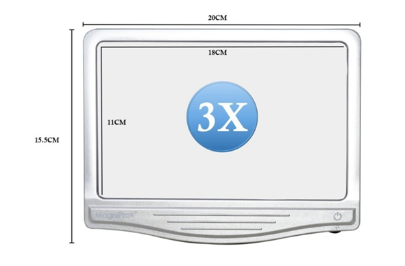 LUPA A5 C/LUZ 12 LEDS AUM.:3X CROMO ET15 15.5X20X1. CD: 42119