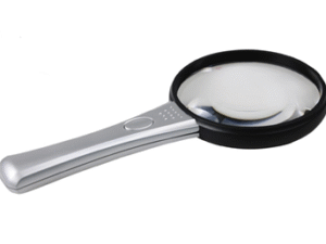 LUPA CLASICA NICKEL CON LUZ D:9cm Aumento 2,5x4.0. CD: 40214