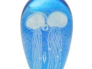 PISAPAPELES MEDUSA EN VIDRIO MOD: AZUL. MULTICOLOR. 8 X 8 X 12 CM. COD: 27962