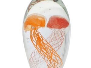 PISAPAPELES MEDUSA EN VIDRIO. MOD: NARANJA-ROJO. MULTICOLOR. 8 X 8 X 13 CM. COD: 27964