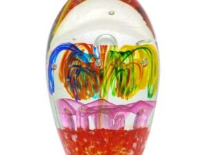 PISAPAPELES EN VIDRIO. MOD: FANTASÍA. MULTICOLOR. 8 X 8 X 13 CM. COD: 27943