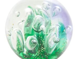 PISAPAPELES BOLA EN VIDRIO. MOD: BURBUJAS VERDE. MULTICOLOR. 9 X 9 X 8 CM. COD: 27925