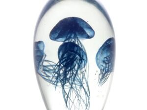 PISAPAPELES MEDUSA EN VIDRIO. MOD: MEDUSA AZUL MARINO. MULTICOLOR. 9 X 9 X 16 CM. COD: 27965