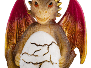 FIGURA DE RESINA DRAGON NARANJA CON HUEVO 8.5 cm. COD: 39584