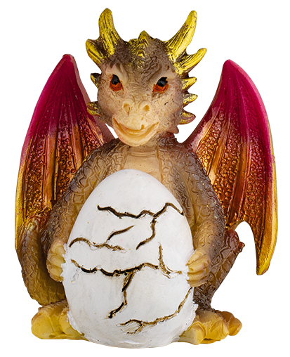 FIGURA DE RESINA DRAGON NARANJA CON HUEVO 8.5 cm. COD: 39584
