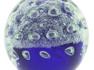 PISAPAPELES BOLA EN VIDRIO. MOD: BURBUJAS AZULES. MULTICOLOR. 8 X 8 X 7.5 CM. COD: 27944