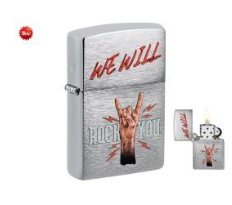ENCENDEDOR ZIPPO 200 WE WILL ROCK YOU CROMADO 6000.  COD: 31306