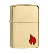 ENCENDEDOR ZIPPO 218 DORADO SATIN EMBLEMA ROJO 200 . COD: 31457