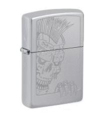 ENCENDEDOR ZIPPO 250 CROMADO PULIDO SKULL PUNK 600. COD:31459